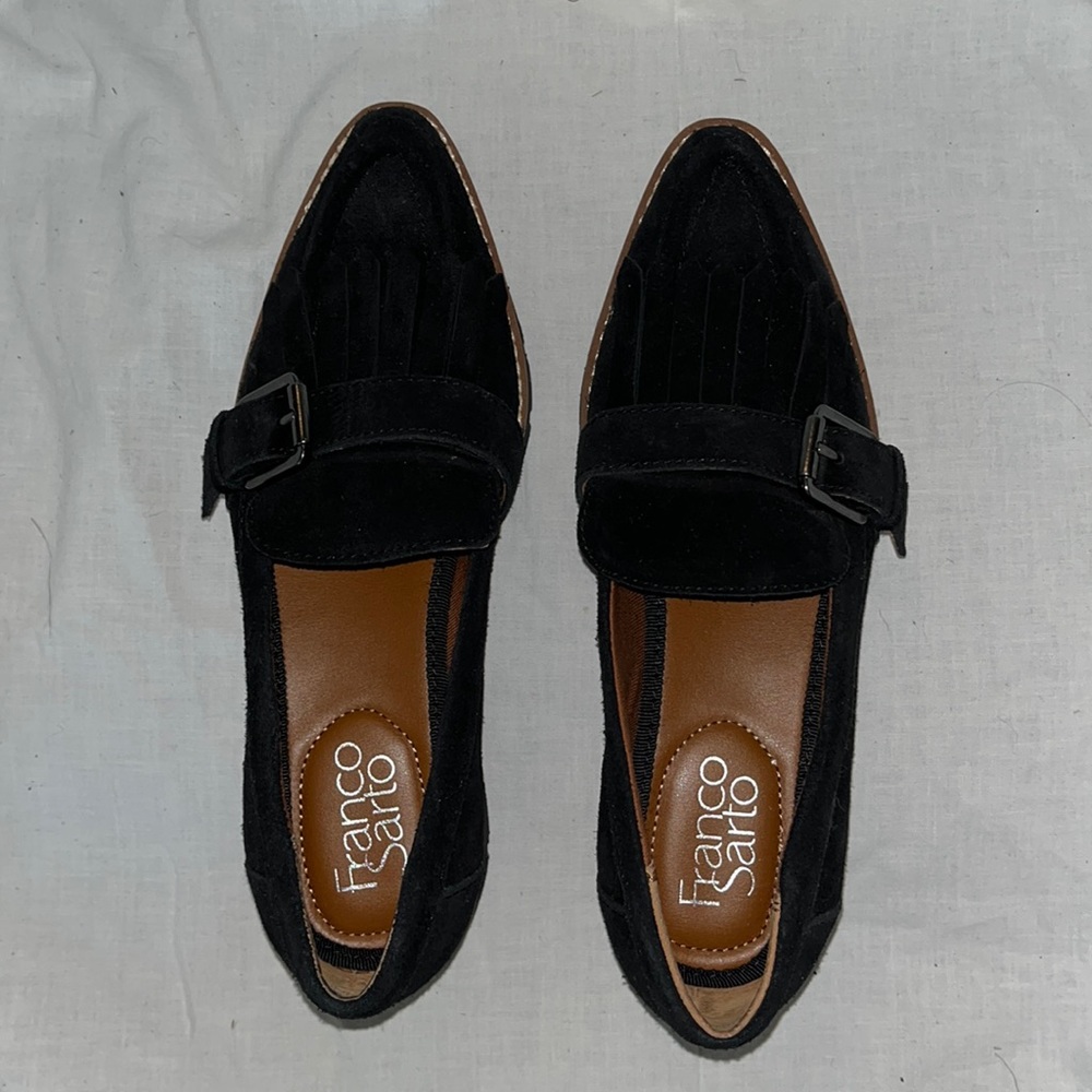Franco Sarto Darius Black Suede pointed toe Loafers 6